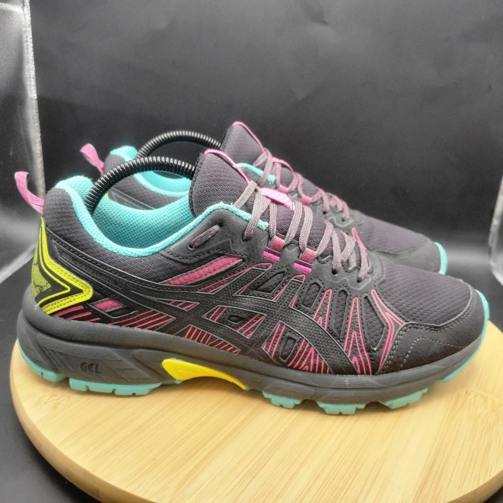 ASICS Gel Venture 7 Womens Trail Running Shoes Black Pink Teal 1012A983 Size 10